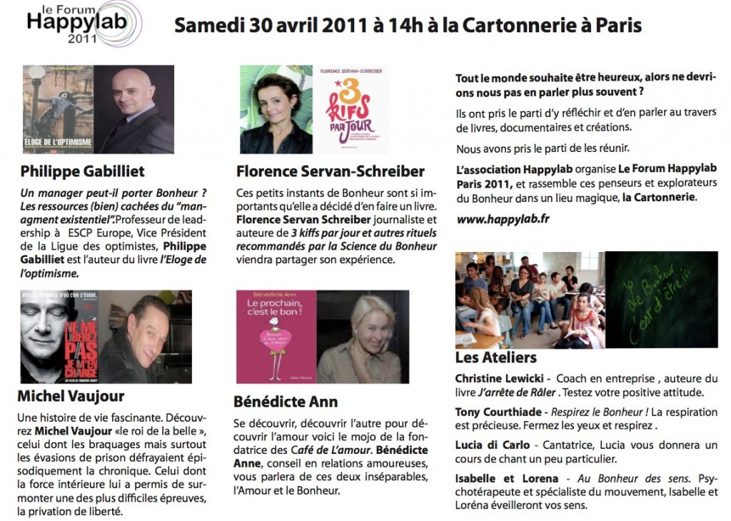 Programme Forum Happylab Paris 2011