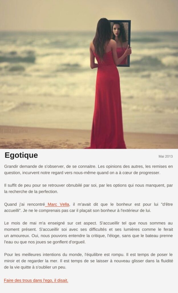 Billet « Egotique », mai 2013 Le billet de Moodstep « Egotique », mai 2013