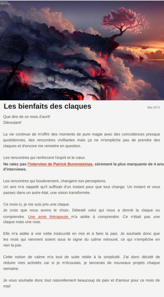 Billet « Les bienfaits des claques », mai 2013 Le billet de Moodstep « Les bienfaits des claques », mai 2013