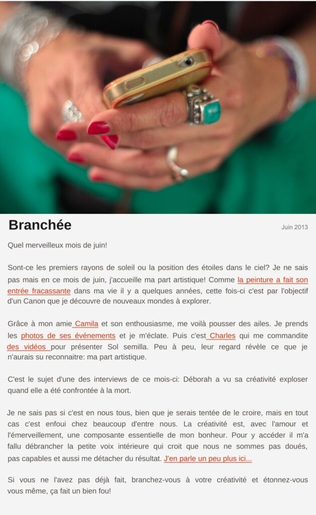 Billet « Branchée », juin 2013 Le billet de Moodstep « Branchée », juin 2013