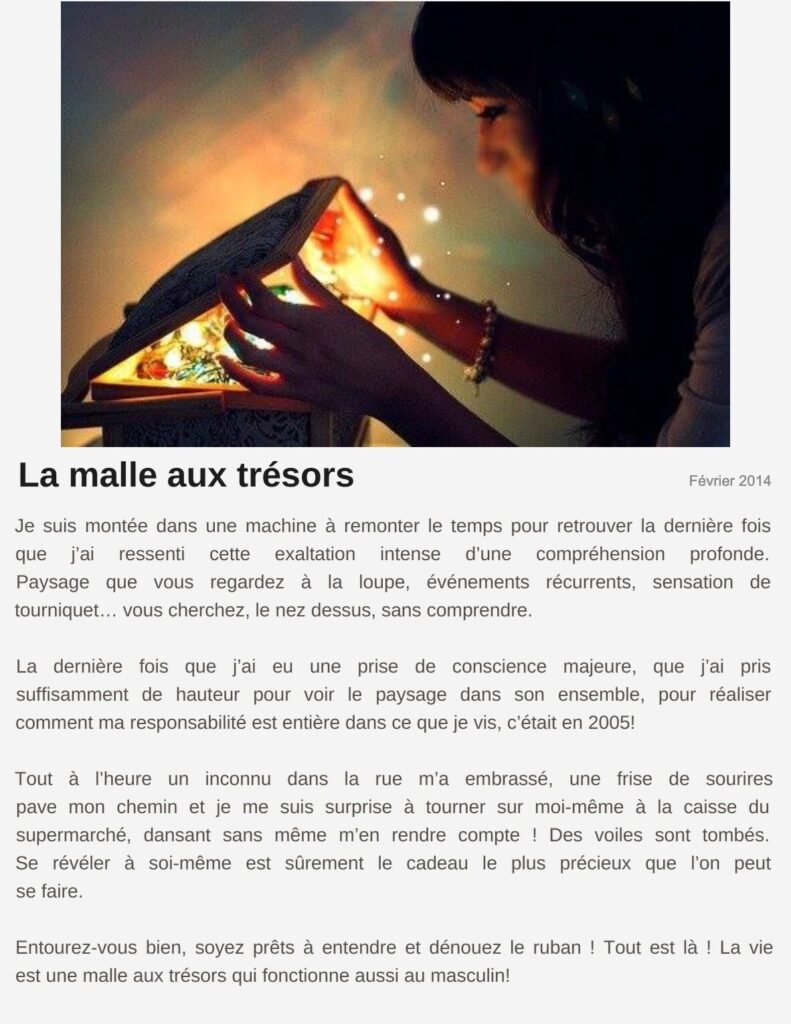 Billet « La malle aux trésors », février 2014 Le billet de Moodstep « La malle aux trésors », février 2014