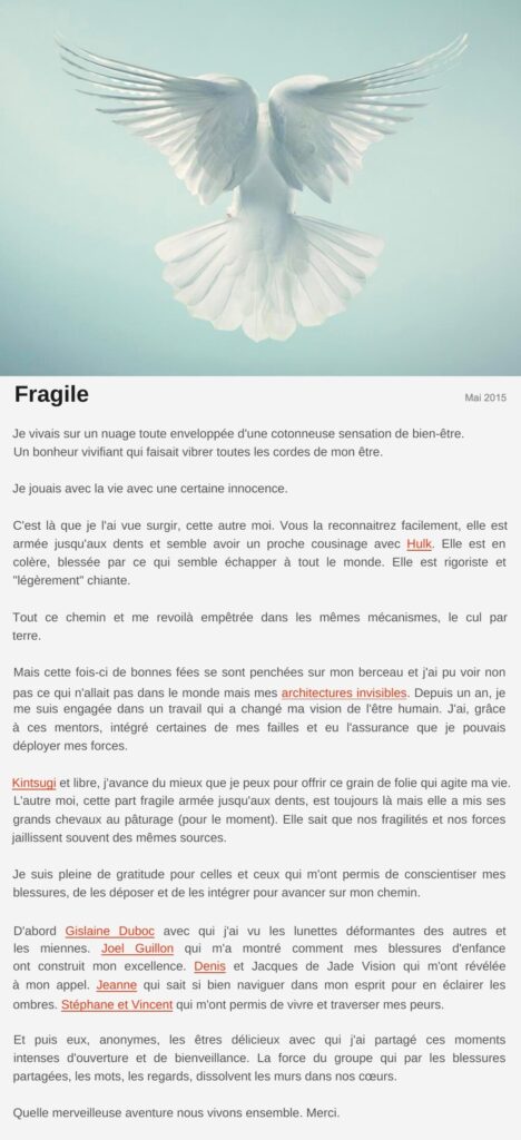 Billet « Fragile », mai 2015 Le billet de Moodstep « Fragile », mai 2015