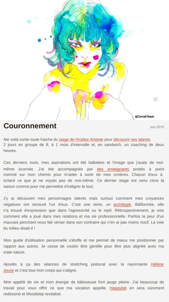 Billet « Couronnement », juin 2015 Le billet de Moodstep « Couronnement », juin 2015