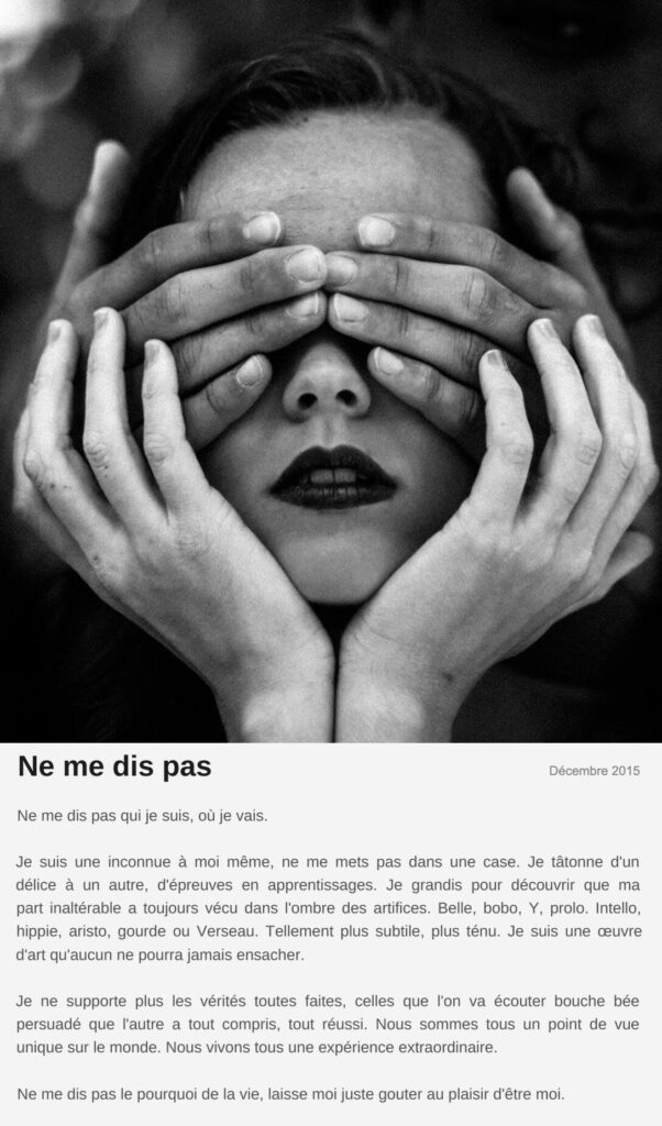 Billet « Ne me dis pas », décembre 2015 Le billet de Moodstep « Ne me dis pas », décembre 2015