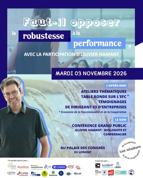 Affiche de la journée Robustesse avec Olivier Hamant, 3 novembre 2026, Palais des Congrès de Lorient